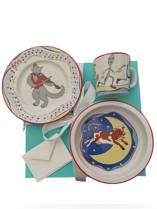 Tiffany & Co. Other - HP🎉TIFFANY & CO. Vintage “Hey Diddle Diddle”3 Piece Child Baby Feeding Set China